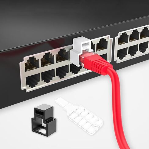 20 قطعة قفل كابل الشبكة RJ45 مع مفتاح واحد، كابل إيثرنت قابل للقفل، قفل كابل الشبكة RJ45، الفئة الفائقة 5 الفئة 6 الفئة 7 قفل Patchcord للمكتب المريح ومركز البيانات (أسود) in Kuwait