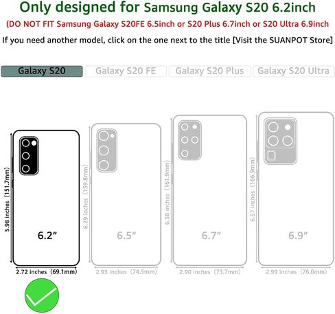 SUANPOT لهاتف Samsung Galaxy S20 6.2 بوصة (NON S20+/S20 Ultra) مع حافظة محفظة جلدية بخاصية RFID وحامل بطاقة الائتمان، حافظة هاتف قابلة للطي قابلة للطي وغطاء مقاوم للصدمات للنساء والرجال لهاتف Samsung S20case Wallet أسود in Kuwait