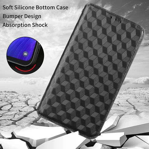 حافظة RTYJZ لهاتف TCL 30 XL، حافظة محفظة TCL 30 XL مع واقي شاشة من الزجاج المقسى مع حامل بطاقة بمسند مغناطيسي، حافظة جلدية PU لهاتف TCL 30 XL (T701DL) (أسود) in Kuwait