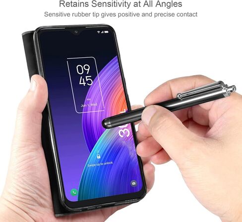 حافظة RTYJZ لهاتف TCL 30 XL، حافظة محفظة TCL 30 XL مع واقي شاشة من الزجاج المقسى مع حامل بطاقة بمسند مغناطيسي، حافظة جلدية PU لهاتف TCL 30 XL (T701DL) (أسود) in Kuwait