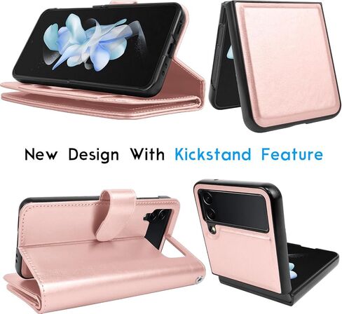 حافظة Tekcoo Galaxy Z Flip 4، حافظة محفظة Galaxy Z Flip4 5G، فتحات بطاقة الائتمان من جلد البولي يوريثان الفاخر، حامل غطاء فوليو [حافظة مغناطيسية قابلة للفصل] مسند لهاتف Samsung Z Flip4 [رخام] in Saudi Arabia