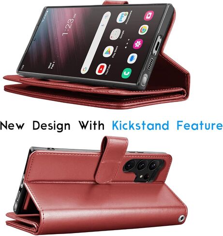 حافظة Galaxy S23 Ultra، حافظة محفظة Galaxy S23 Ultra 5G، Tekcoo الفاخرة من جلد البولي يوريثان، فتحات بطاقة الائتمان النقدية، حامل غطاء قلاب [حافظة صلبة مغناطيسية قابلة للفصل] لهاتف Samsung S23 Ultra [أسود] in Saudi Arabia