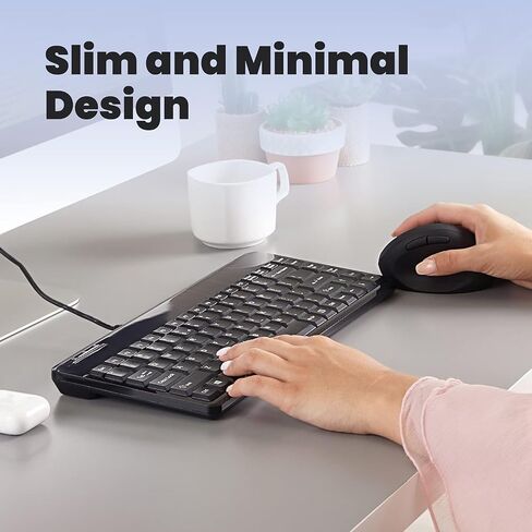 لوحة مفاتيح سلكية USB صغيرة من Perixx PERIBOARD-409U، أسود، تصميم باللغة الإنجليزية الأمريكية in Kuwait