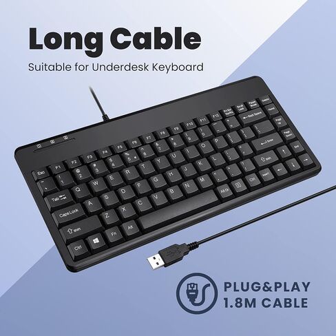 لوحة مفاتيح سلكية USB صغيرة من Perixx PERIBOARD-409U، أسود، تصميم باللغة الإنجليزية الأمريكية in Kuwait
