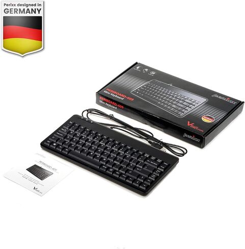 لوحة مفاتيح سلكية USB صغيرة من Perixx PERIBOARD-409U، أسود، تصميم باللغة الإنجليزية الأمريكية in Kuwait