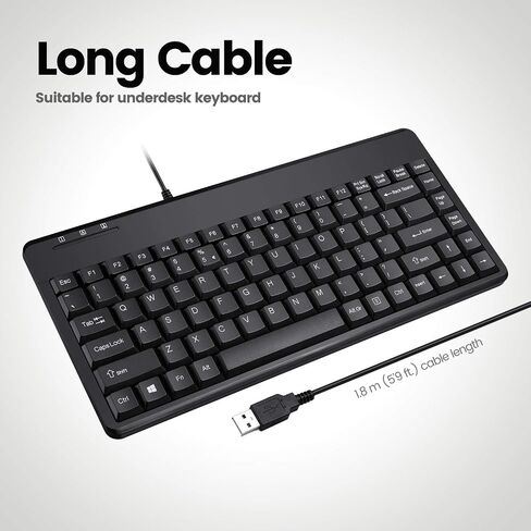 لوحة مفاتيح سلكية USB صغيرة من Perixx PERIBOARD-409U، أسود، تصميم باللغة الإنجليزية الأمريكية in Kuwait