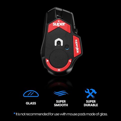 سوبر جلايد 2 - سطح سريع جديد قابل للتحكم باسرع وانعم قاعدة ماوس مصنوعة من زجاج فائق القوة ونعل ناعم ومتين لجهاز لوجيتك 502X [احمر] in Kuwait