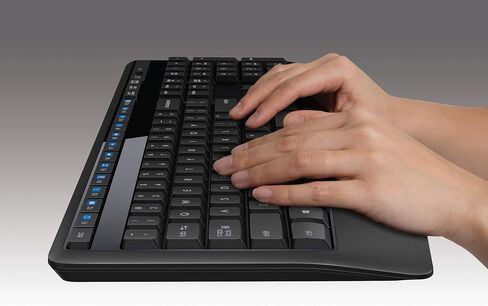 لوجيتك MK345 لوحة مفاتيح لاسلكية وماوس ضوئي (920-006481) أسود، أزرق - (متجدد) in Kuwait