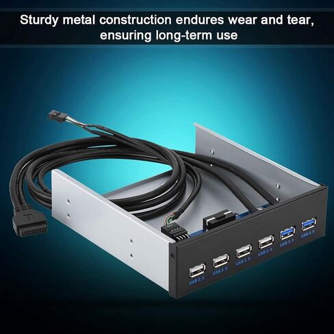 Front Panel USB Hub 6 Port, 4 Port USB 2.0 + 2 Port USB 3.0 Drive Bay 5.25 Inch with 9/19 Pin Connector for Desktop Computer Multi Connection in Kuwait
