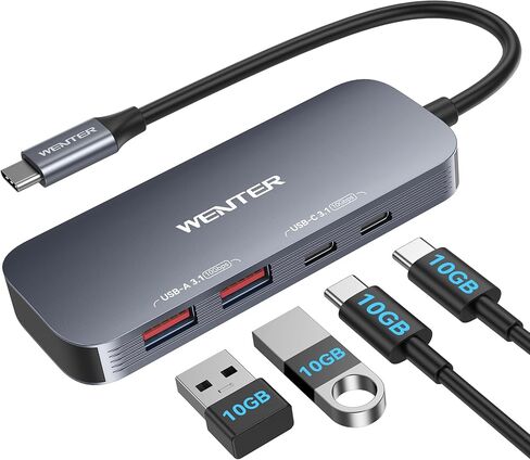 WENTER USB C Hub, 10 Gbps USB Adapter with 2 USB-C Ports and 2 USB-A Ports, 4-in-1 Data USB C 3.1 Hub for MacBook Pro, MacBook Air, Dell XPS, Lenovo Thinkpad, HP ect. (Not for Charging/Monitor) in Kuwait