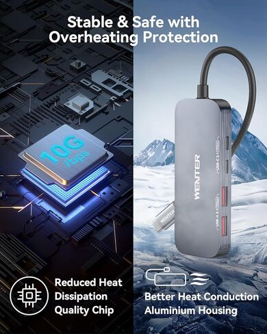 WENTER USB C Hub, 10 Gbps USB Adapter with 2 USB-C Ports and 2 USB-A Ports, 4-in-1 Data USB C 3.1 Hub for MacBook Pro, MacBook Air, Dell XPS, Lenovo Thinkpad, HP ect. (Not for Charging/Monitor) in Kuwait