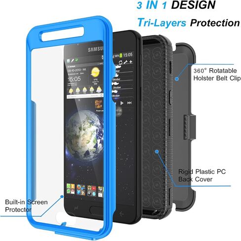 Njjex Galaxy J3 Orbit Case, for Samsung J3 2018/J3 Eclipse 2/J3 Achieve/Express Prime 3/Amp Prime 3/J3 Prime 2/J3 Emerge/J3 V 3rd Gen/J3 Aura/J3 Star Case, Holster Swivel Belt Clip Phone Cover - Grey in Saudi Arabia