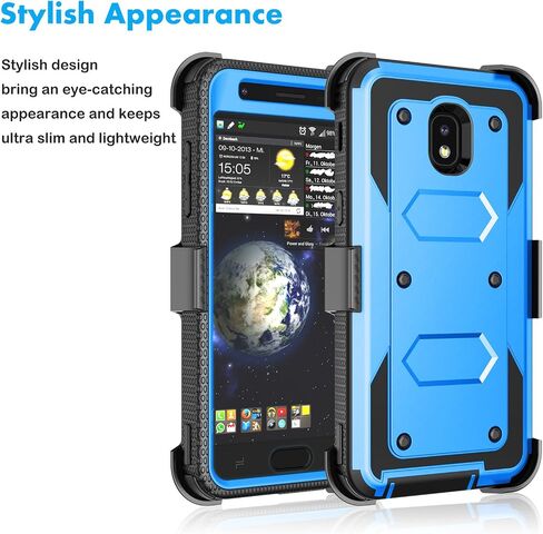Njjex Galaxy J3 Orbit Case, for Samsung J3 2018/J3 Eclipse 2/J3 Achieve/Express Prime 3/Amp Prime 3/J3 Prime 2/J3 Emerge/J3 V 3rd Gen/J3 Aura/J3 Star Case, Holster Swivel Belt Clip Phone Cover - Grey in Saudi Arabia