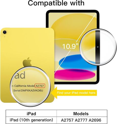 حافظة JETech لجهاز iPad 10 (10.9 بوصة، موديل 2022، الجيل العاشر) مع حامل أقلام، غطاء خلفي شفاف وشفاف وغطاء نحيف مضاد للصدمات، استيقاظ/غفو تلقائي (أصفر) in Saudi Arabia