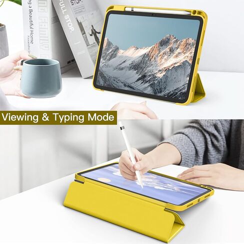 حافظة JETech لجهاز iPad 10 (10.9 بوصة، موديل 2022، الجيل العاشر) مع حامل أقلام، غطاء خلفي شفاف وشفاف وغطاء نحيف مضاد للصدمات، استيقاظ/غفو تلقائي (أصفر) in Saudi Arabia