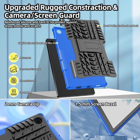حافظة ROISKIN لجهاز Galaxy Tab A8 10.5 للأطفال والبنات والأولاد، موديل SM-X200 X205 X207 حافظة كمبيوتر لوحي مع مسند كتف دوار 360 درجة وحزام كتف وقبضة يد 3 طبقات حافظة متينة مقاومة للصدمات in Kuwait