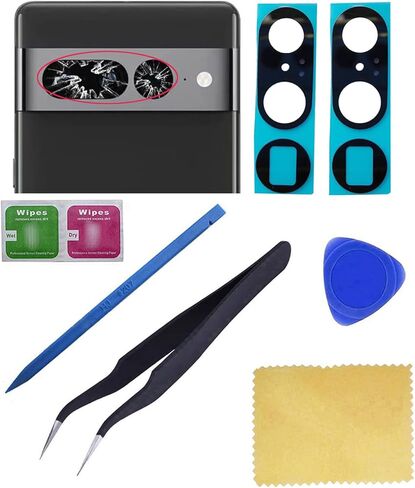 ubrokeifixit for Google Pixel 7 Pro 6.7" Rear Back Camera Glass Lens Cover Replacement for Google Pixel 7 Pro 6.7" 2022 GP4BC GE2AE,with Pre-Cut Tape (2 pcs/Pixel 7 Pro 6.7"/Black) in Saudi Arabia