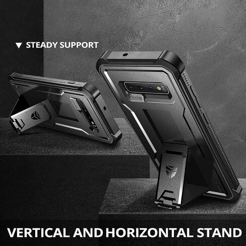 Dexnor for Samsung Galaxy S10 Case, [Built in Screen Protector and Kickstand] Heavy Duty Military Grade Protection Shockproof Protective Cover for Samsung Galaxy S10 Black in Kuwait