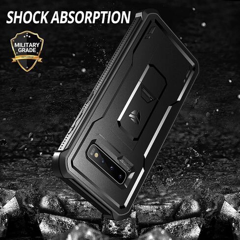 Dexnor for Samsung Galaxy S10 Case, [Built in Screen Protector and Kickstand] Heavy Duty Military Grade Protection Shockproof Protective Cover for Samsung Galaxy S10 Black in Kuwait