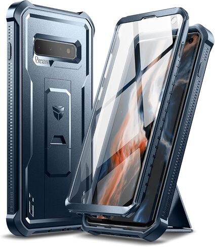 حافظة Dexnor لهاتف Samsung Galaxy S10، [واقي شاشة مدمج ومسند] غطاء واقٍ مقاوم للصدمات عالي التحمل من الدرجة العسكرية لهاتف Samsung Galaxy S10 أسود in Kuwait