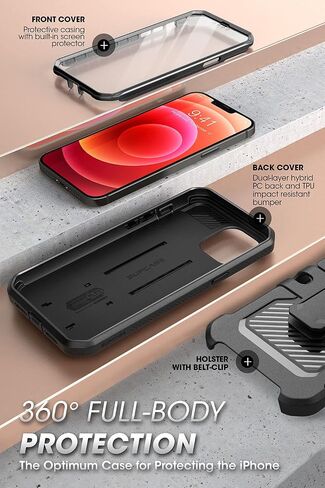 حافظة سلسلة SUPCASE Unicorn Beetle Pro لهاتف iPhone 13 Pro (إصدار 2021) مقاس 6.1 بوصة، واقي شاشة مدمج لكامل الجسم (أزرق سماوي) in Kuwait