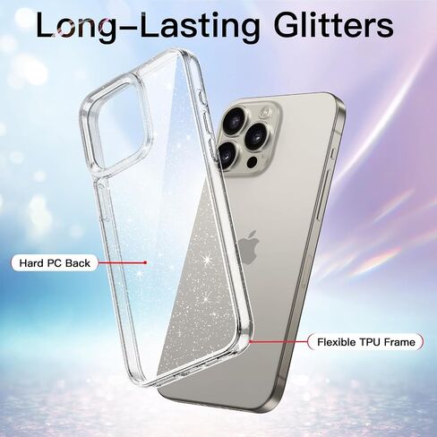 حافظة JETech اللامعة لهاتف iPhone 15 Pro Max مقاس 6.7 بوصة، غطاء ممتص للصدمات مضاد للصدمات، لطيف لامع للنساء والفتيات (أرجواني فاتح) in Saudi Arabia