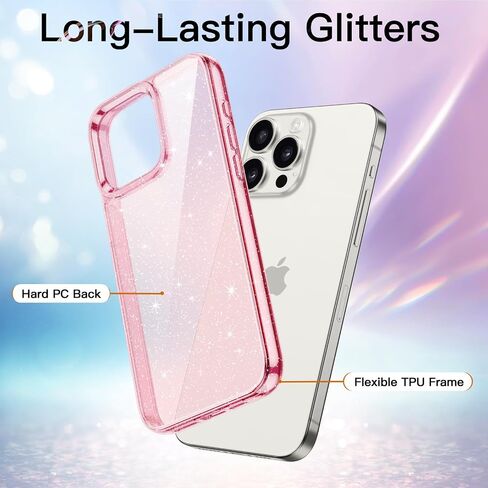 JETech Glitter Case for iPhone 15 Pro Max 6.7-Inch, Bling Sparkle Shockproof Phone Bumper Cover, Cute Sparkly for Women and Girls (Light Purple) in Kuwait