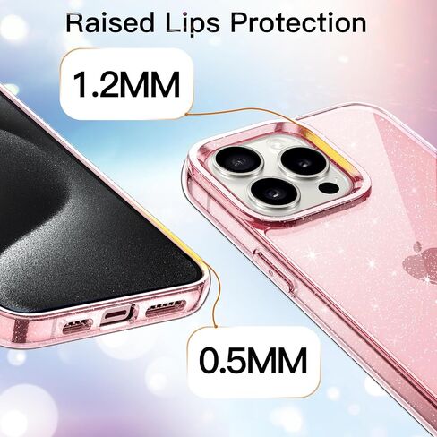 JETech Glitter Case for iPhone 15 Pro Max 6.7-Inch, Bling Sparkle Shockproof Phone Bumper Cover, Cute Sparkly for Women and Girls (Light Purple) in Kuwait