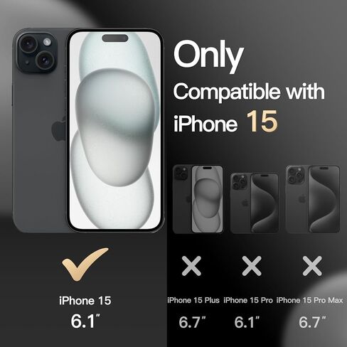 حافظة JETech لهاتف iPhone 15 مقاس 6.1 بوصة، حماية قوية بطبقة مزدوجة شديدة التحمل، غطاء هاتف متين واقٍ مقاوم للصدمات مع ظهر غير لامع (أسود) in Saudi Arabia
