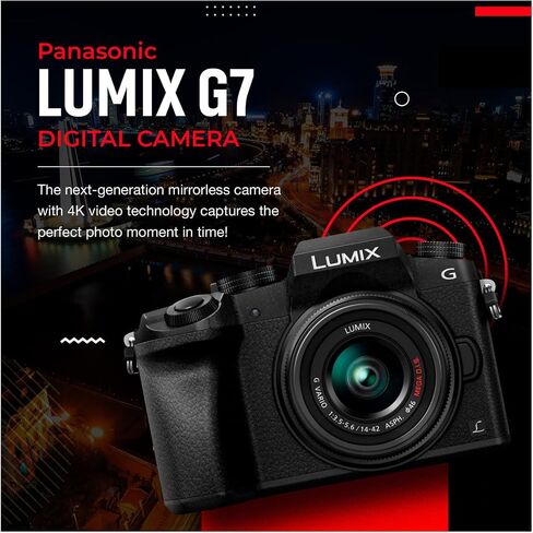 باناسونيك لوميكس G7 كاميرا رقمية مع حزمة اكسسوارات للمايكروفون وعدسات 14-42 ملم - f/3.5-5.6 in Saudi Arabia