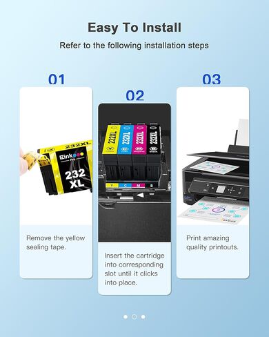 استبدال خرطوشة الحبر المعاد تصنيعها E-Z Ink Pro 232XL لطابعة Epson 232 XL 232XL 232 لطابعة Epson Expression Home XP-4200 XP-4205 Workforce WF-2930 WF-2950 (4 عبوات باللون الأسود والسماوي والأرجواني والأصفر) in Kuwait