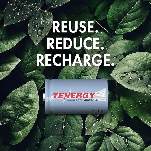 Tenergy 10000mAh NiMH D Battery, Rechargeable High Capacity D Size Battery, High Drain D Cell Batteries for Flashlight, 16-Pack - UL Certified in Saudi Arabia