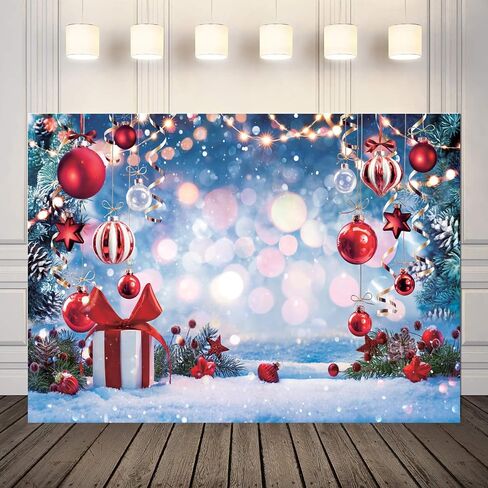 lycgs 10x8ft عيد الميلاد خلفية الشتاء حلم العجائب صورة خلفية شجرة عيد الميلاد ندفة الثلج هدية نجمة حمراء الكرة الخلفيات للتصوير الفوتوغرافي حفلة عيد الميلاد خلفية X-169 in Kuwait