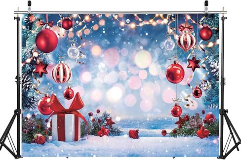 lycgs 10x8ft عيد الميلاد خلفية الشتاء حلم العجائب صورة خلفية شجرة عيد الميلاد ندفة الثلج هدية نجمة حمراء الكرة الخلفيات للتصوير الفوتوغرافي حفلة عيد الميلاد خلفية X-169 in Kuwait