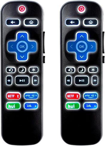 حزمة من 2 جهاز تحكم عن بعد بإضاءة خلفية عالمية لجهاز التحكم عن بعد R-KU-TV، متوافق مع تلفزيون TCL/Hisense/Sharp/Philips/Onn/Element/Insignia/Westinghouse R-KU TV (ليس لـ R-KU Stick/Box) in Kuwait