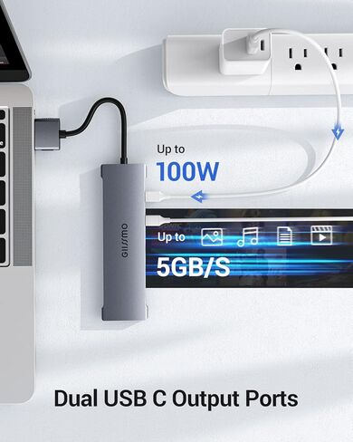 محطة إرساء لجهاز MacBook Pro Air، محول HDMI مزدوج لجهاز MacBook Pro، موزع USB C 8 في 2 مع HDMI، 2 USB 3.0، قارئ بطاقة SD/TF، ​​USB-C، محول متعدد المنافذ 100 واط PD لجهاز MacBook Pro / Air 2021-2018 in Kuwait