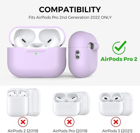 غطاء حماية من السيليكون من AHASTYLE AirPods Pro 2 [مصباح LED أمامي مرئي] متوافق مع AirPods Pro الجيل الثاني (أسود) in Saudi Arabia