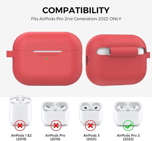 AHASTYLE AirPods Pro 2 Case Silicone Protective Cover [Front LED Visible] Compatible with AirPods Pro 2nd Generation (Black) in Kuwait