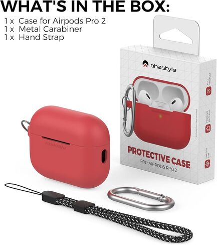 AHASTYLE AirPods Pro 2 Case Silicone Protective Cover [Front LED Visible] Compatible with AirPods Pro 2nd Generation (Black) in Kuwait