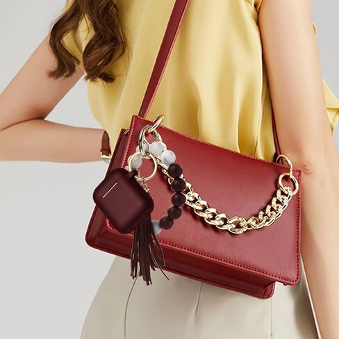 غطاء حافظة Airpods من السيليكون، حافظة واقية Wonjury مع سلسلة مفاتيح سوار للنساء والفتيات، حافظة شحن Air Pod 2 & 1، أزرق دينم in Kuwait