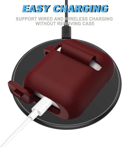 غطاء حافظة Airpods من السيليكون، حافظة واقية Wonjury مع سلسلة مفاتيح سوار للنساء والفتيات، حافظة شحن Air Pod 2 & 1، أزرق دينم in Kuwait