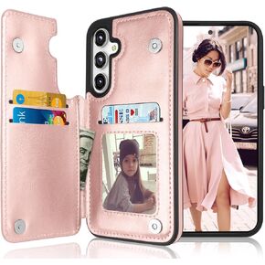 حافظة محفظة Tekcoo لهاتف Samsung Galaxy S23 FE / S23 Fan Edition 5G / SM-S711، فتحات حامل بطاقة الائتمان النقدية من جلد البولي يوريثان البسيط وقفل مغناطيسي وغطاء واقٍ نحيف قابل للطي باللون البني in Kuwait