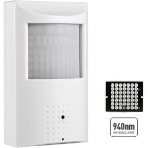 REVODATA 5MP PIR POE IP Camera,Indoor Security Camera 3.7mm Lens 80° 940nm Invisible LEDs IR Night Vision P2P Mini CCTV PIR Video Cam H.265 Motion Detection (IPIR-M-P-HS)