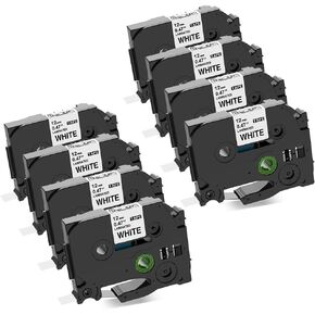 شريط ملصقات P Touch متوافق مع Brother TZe Tape TZe-231 12 مم 0.47 أبيض مصفح P-Touch لـ PT-D210 PT-D220 PT-H110 PT-D200 PT-D400، أسود على أبيض، 8PK in Kuwait