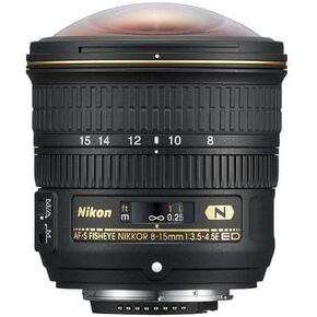 عدسة نيكون AF-S FISHEYE FX كاملة الإطار NIKKOR مقاس 8-15 مم f/3.5-4.5E ED F/4.5-29 عدسة تكبير ثابتة 20066 (متجددة) in Kuwait