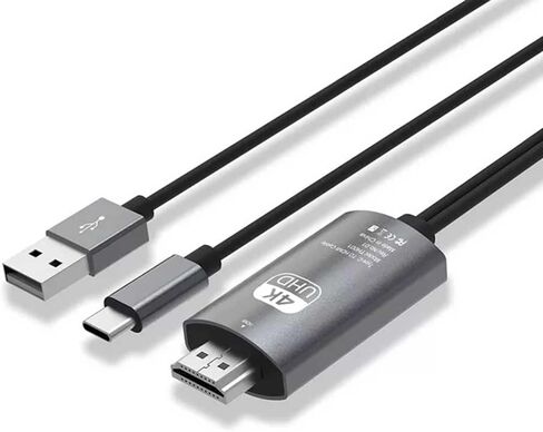 محول كابل FWKNB USB C إلى HDMI، كابل HDMI إلى USB من النوع C بطول 6.6 قدم عرض 4K وشحن لأجهزة MacBook Pro/iPad Pro/Chromebook/الكمبيوتر المحمول/الهواتف إلى التلفزيون/الشاشة/جهاز العرض in Kuwait