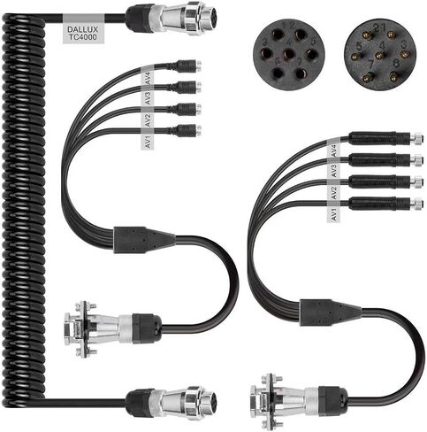 DALLUX Heavy Duty Vehicle Coil Trailer Cable with 2 Channel 4 PIN AV Connector Disconnect Kit for Truck Caravan Motor Home Backup Security Camera Monitor System in Kuwait