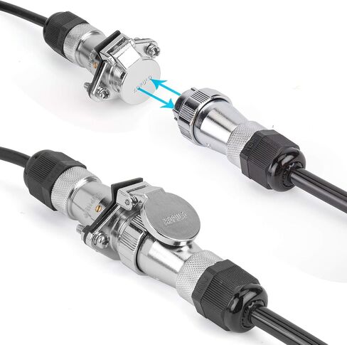 DALLUX Heavy Duty Vehicle Coil Trailer Cable with 2 Channel 4 PIN AV Connector Disconnect Kit for Truck Caravan Motor Home Backup Security Camera Monitor System in Kuwait