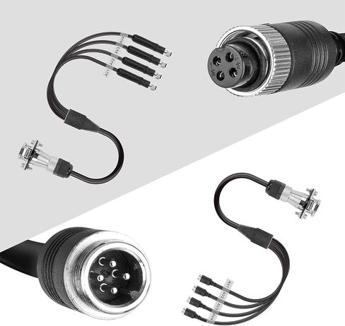 DALLUX Heavy Duty Vehicle Coil Trailer Cable with 2 Channel 4 PIN AV Connector Disconnect Kit for Truck Caravan Motor Home Backup Security Camera Monitor System in Kuwait