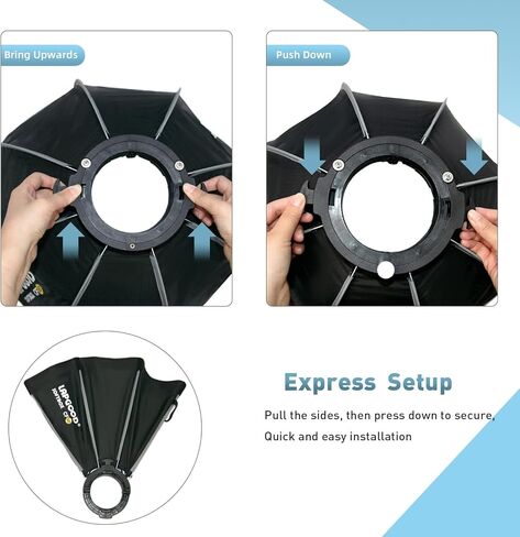 Lapgood 24"/60cm Camera Flash Octagonal Softbox Quick Release, with S-Type Bracket Mount, Bowen mount, Carrying Bag Compatible with Godox TT600 TT685II V860II V860III V850II V850III and AD200Pro Flash in Kuwait